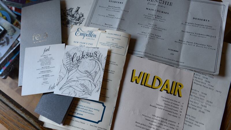 A selection of menues collected by John and Sandy Wyer at their home in Ringsend, Dublin .Photograph: Cyril Byrne