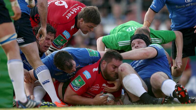 Toulon’s Xavier Chiocci scores in a heavy defeat for Leinster in the 2014 Heineken Cup quarter-final. Photograph: Billy Stickland/Inpho