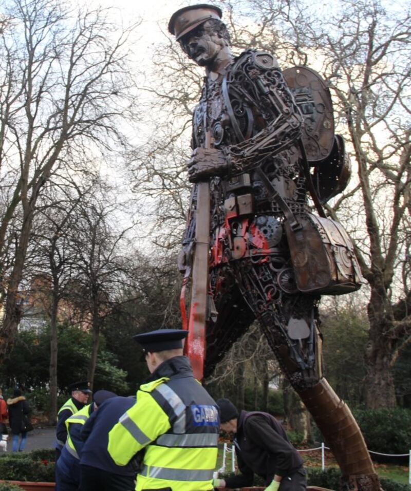The sculpture was damaged in the early hours of Thursday. Photograph: Ronan McGreevy