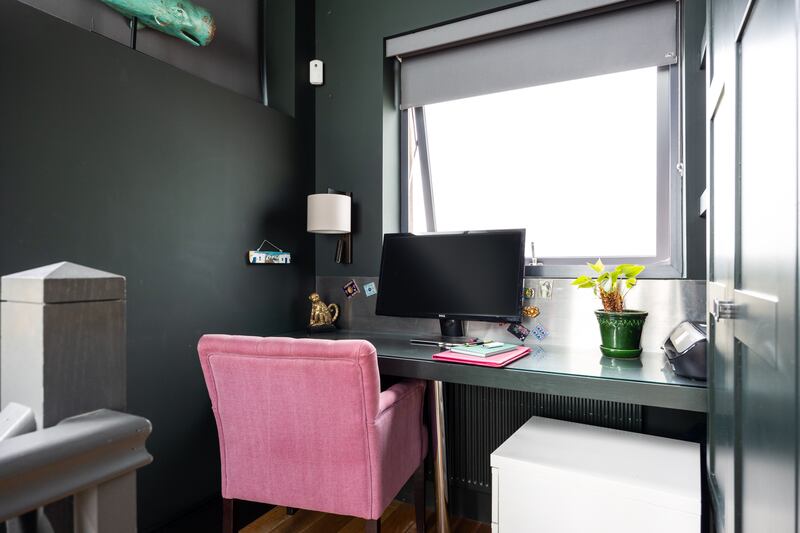 Office nook in the corner of the bedroom