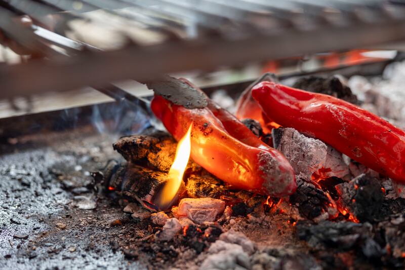 Andy Noonan's red peppers. Photograph: Tom Honan