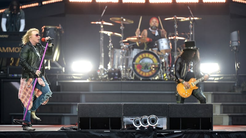 Guns N’ Roses, playing at Slane Castle, Co Meath. Photograph: Dara Mac Dónaill / The Irish Times