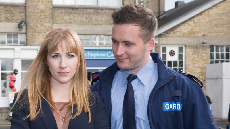 Valerie O’Connor, who plays Det Nikki Grogan in the TV3 soap ‘Red Rock’, and David Crowley, who plays Garda Seán Holden. Photograph: Paul Sharp/Sharppix