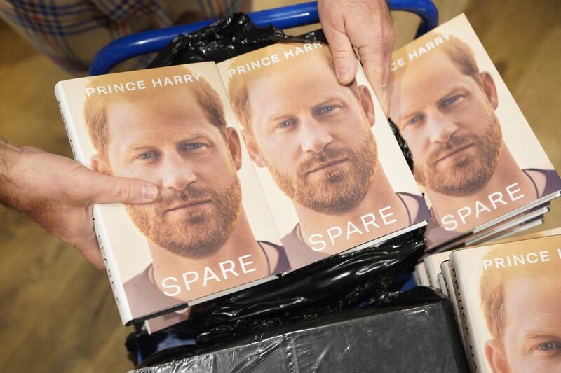 Copies of the newly released autobiography from the Duke of Sussex, titled Spare, at Waterstones Piccadilly, London. Photograph: James Manning/PA Wire