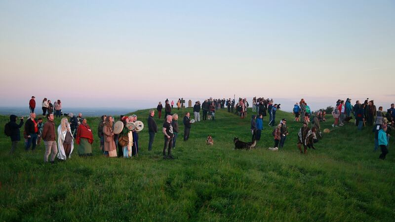 People gathering on the  Hill of Tara on Friday morning for the summer solstice. Photograph Nick Bradshaw/The Irish Times