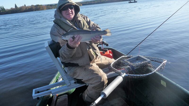 Tom Stanton from Cork with a fine trout at Menteith Fisheries in Scotland