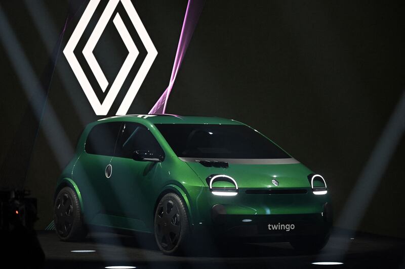 Officially, the new Twingo isn’t being called the Twingo yet. It’s still technically known as the ‘Legend’ concept, but its visual reference to the original Twingo is unmistakable. Photograph: Miguel Medina/AFP via Getty Images
