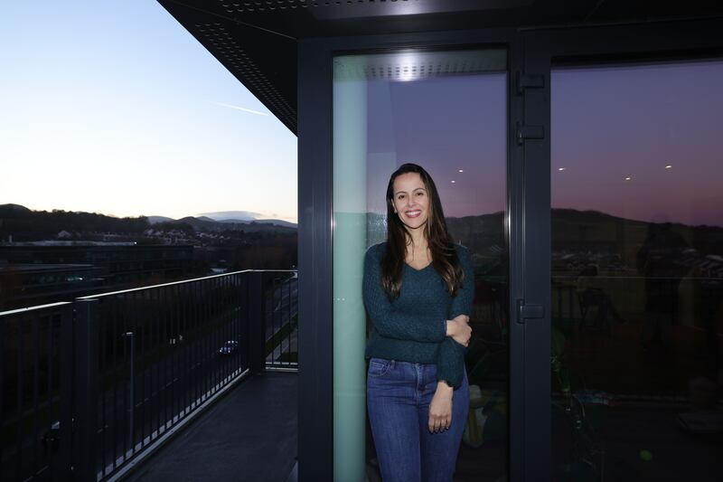 Deusa de Assis on the balcony of her new home in Bray, Co Wicklow. Photograph: Alan Betson