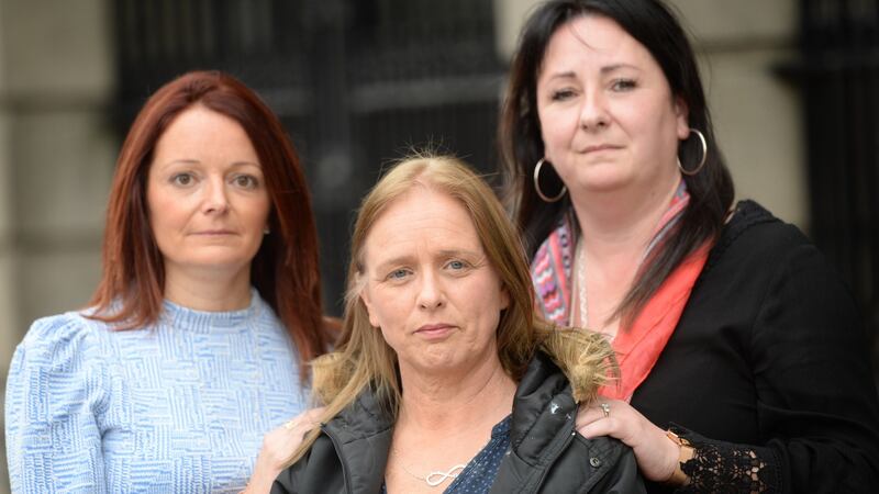 Jackie Fox, (centre) with Sarah Mannion Butler(left) and Geraldine Swift. Both women have children who have experienced sustained online bullying. Photograph: Dara MacDónaill/The Irish Times