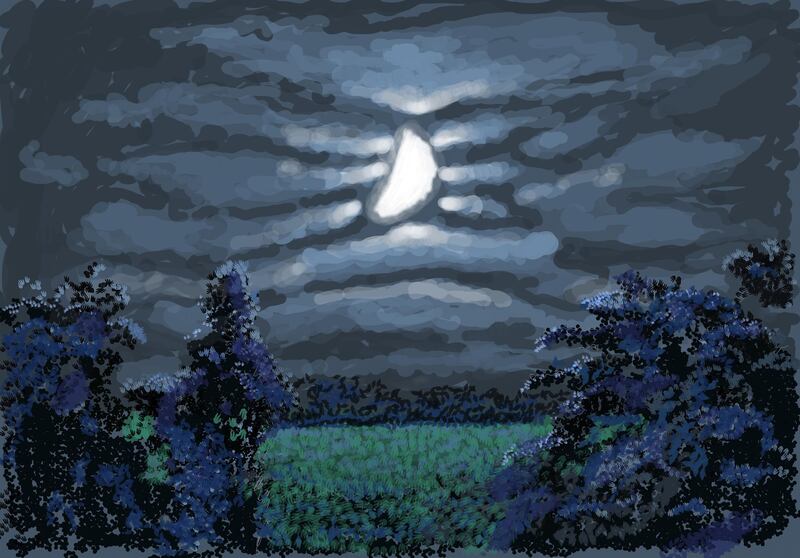 No. 370,  March 3rd, 2020, iPad painting by David Hockney, from David Hockney: The Arrival of Spring, Normandy, 2020, Royal Academy of Arts, London