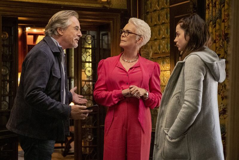 Jamie Lee Curtis with Don Johnson and Ana de Armas in Knives Out. Photograph: Allstar/Lionsgate