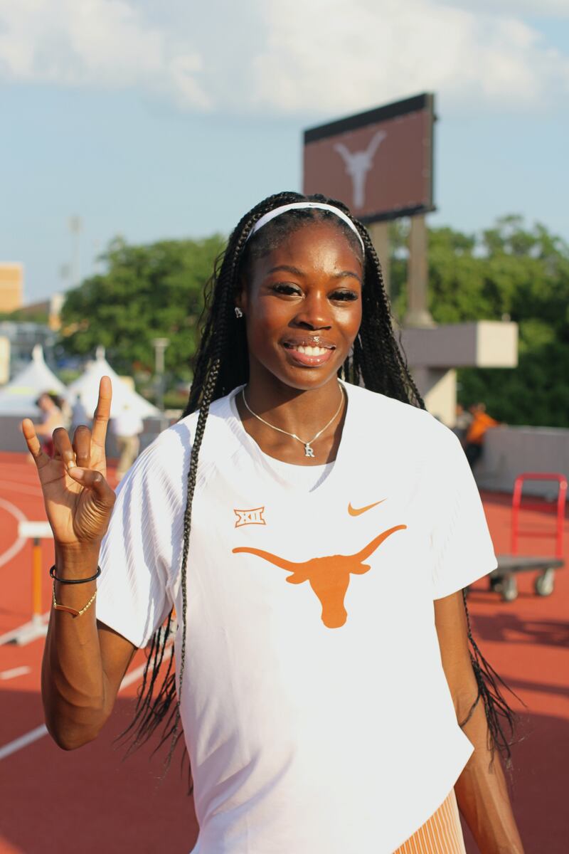 Proud Longhorn: 'It’s not fake or for show, we really hope the best for each other,' says Rhasidat Adeleke of the team spirit at the University of Texas.  Photograph: Darragh Bambrick