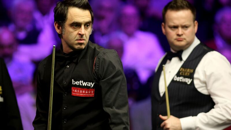Ronnie O’Sullivan pulled away from Shaun Murphy on Sunday evening to win 10-5. Photograph: Richard Sellers/PA