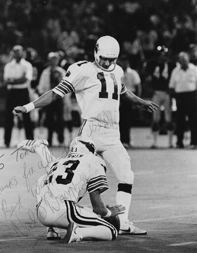 Neil O'Donoghue kicking for the Cardinals