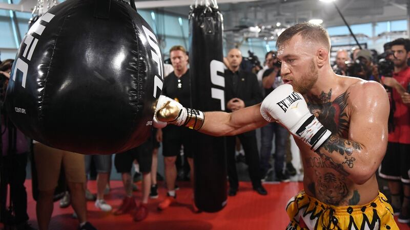 Conor McGregor completed 12 rounds in front of the media. Photograph: Ethan Miller/Getty Images