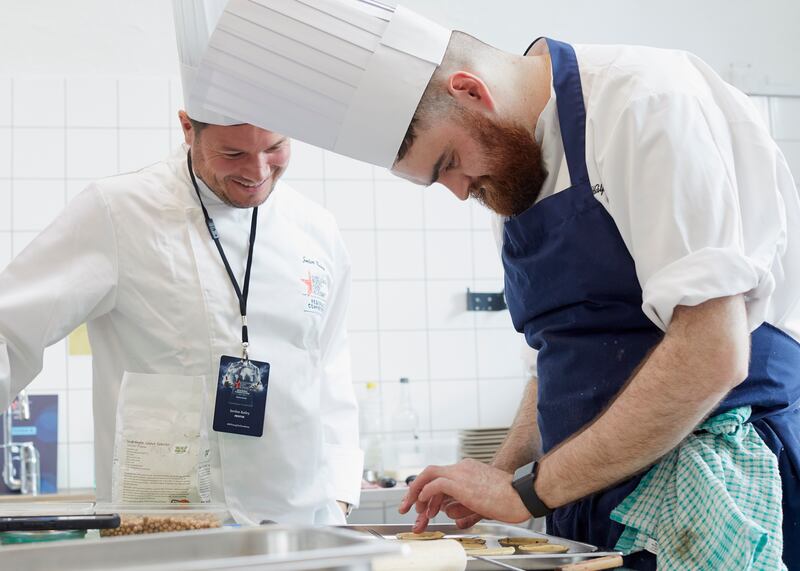 Conor Halpenny and his mentor Jordan Bailey, at the North Europe regional final of the S.Pellegrino Young Chef Academy in Copenhagen.