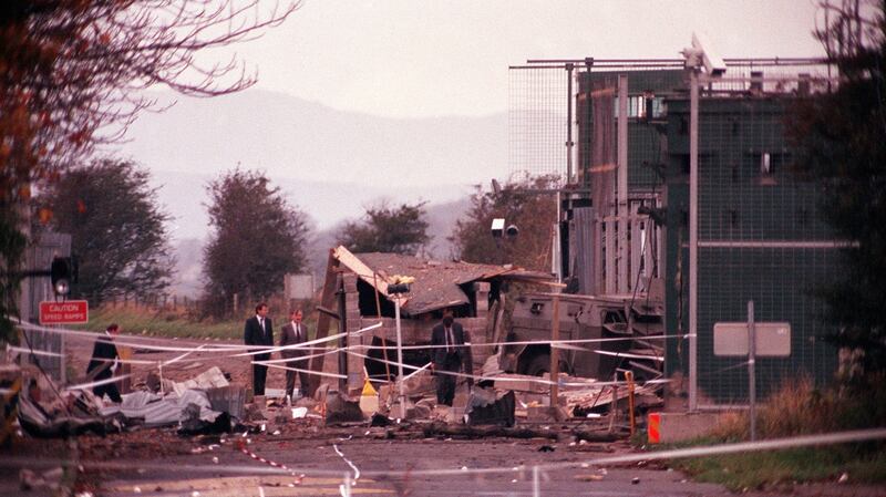 Aftermath of the 1990 IRA car bomb attack in Derry when five soldiers and van driver Patsy Gillespie were killed. Photograph: Pacemaker