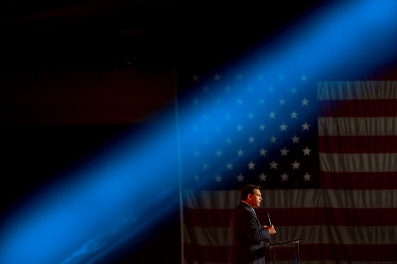 Florida governor Ron DeSantis speaks during the a student action summit in Tampa, Florida. 