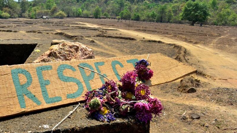 Artifacts placed by mourners at the location where Danielle McLaughlin’s body was found in Canacona, some 60km south of Panjim in the western Indian state of Goa. Photograph: AFP/Getty Images
