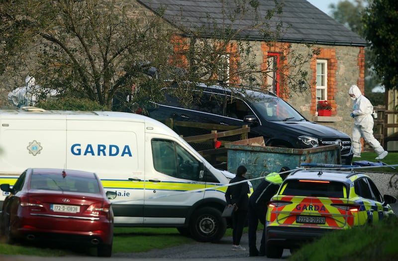 Emergency servcies attending the scene of the triple death at a home near Tallanstown, Co Louth. Photograph: Collins 