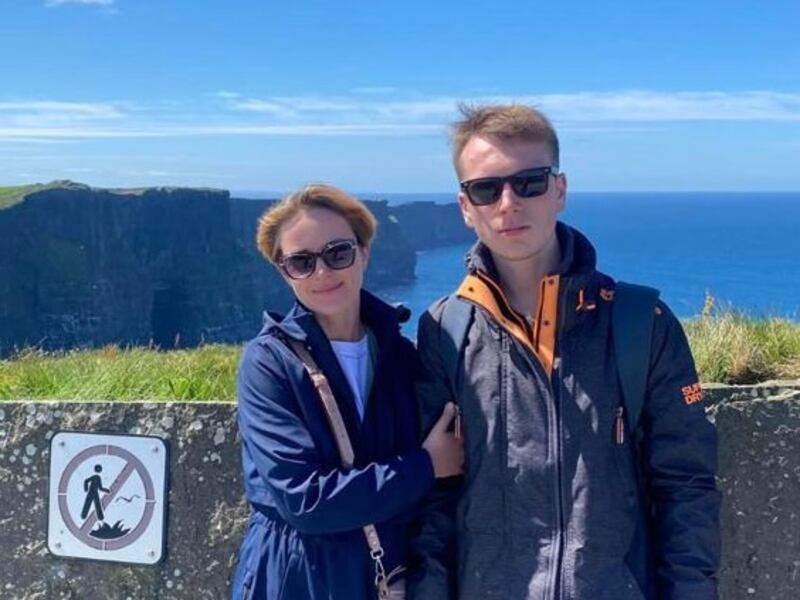 Svitlana Kizilova and son Oleh, who moved to Ballinrobe in Co Mayo last year, when Russians invaded Ukraine, occupied their hometown of Bucha and killed Oleh's grandfather. Valeriy. Photograph courtesy of Yevhen Kizilov