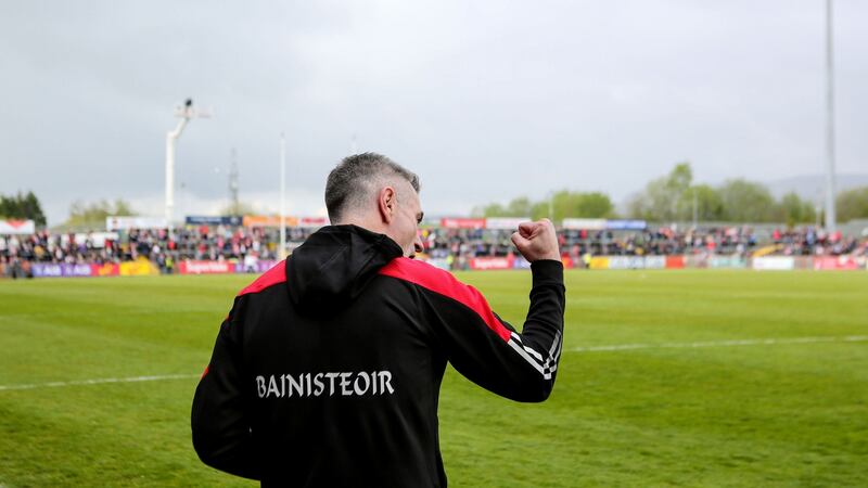 Derry manager Rory Gallagher after the victory over Tyrone. Photograph: Lorcan Doherty/Inpho