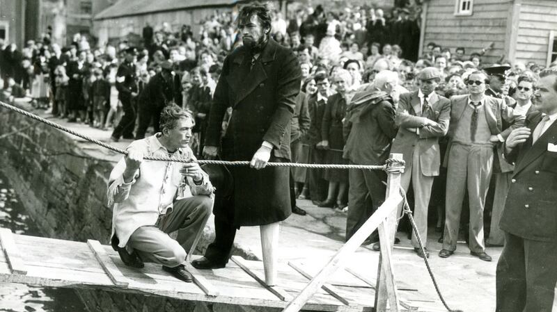John Houston and Gregory Peck photographed in July 1954 filming Moby Dick in Youghal, Co Cork. Photograph: Dermot Barry/The Irish Times