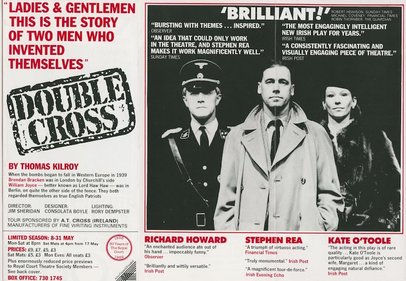 A flyer for Double Cross, from 1986. Photograph: Thomas Kilroy archive, NUI Galway