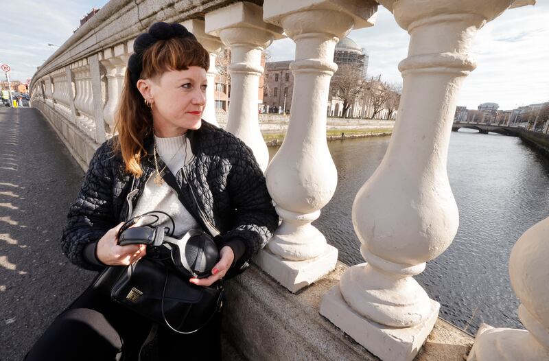 Artist Rosie O'Reilly at the Father Mathew Bridge. Photograph: Alan Betson
