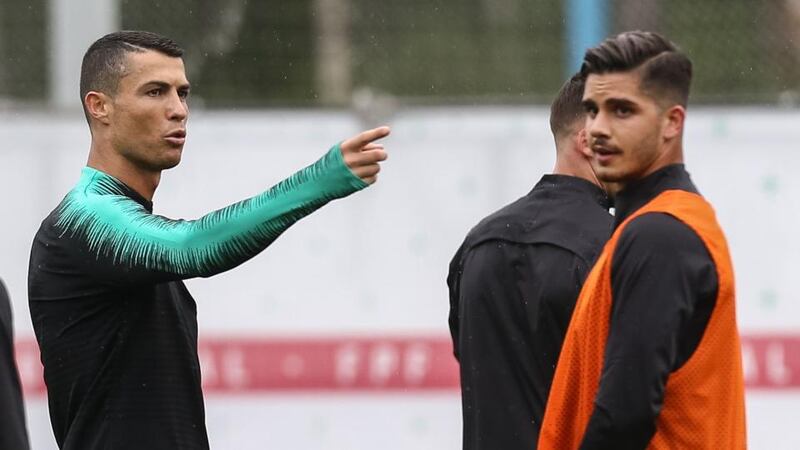 André Silva (R) will provide back-up to Cristiano Ronaldo in Russia. Photograph: Paulo Novais/EPA