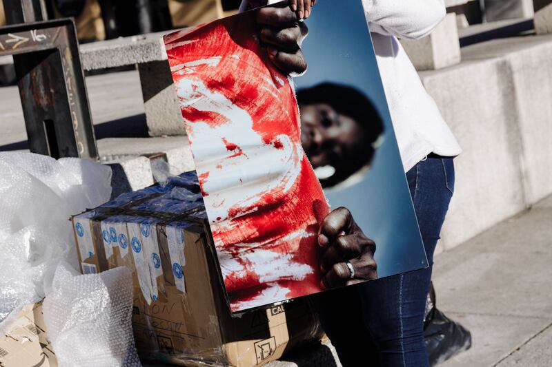 A work from a photographic exhibition in Madrid in February marking the UN International Day of Zero Tolerance against Female Genital Mutilation. Photograph: Carlos Lujan/Europa Press via Getty Images