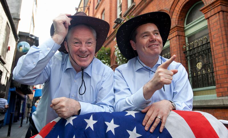 Then minister of state for tourism and sport Michael Ring (L) and former minister Paschal Donohoe, pictured in 2014. Photograph: Gareth Chaney Collins