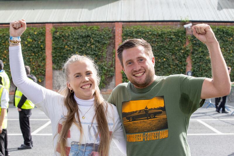 Molly O‘Flaherty from Reading, England, and her brother Calum O‘Flaherty from Namibia pictured attending Bruce Springsteen and the E Street Band at the RDS Arena, Dublin. Photograph: Tom Honan/The Irish Times
