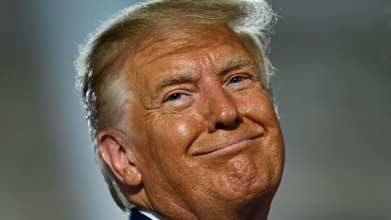 US President Donald Trump looks on after delivering his acceptance speech for the Republican Party nomination for reelection during the final day of the Republican National Convention. Photograph: Getty
