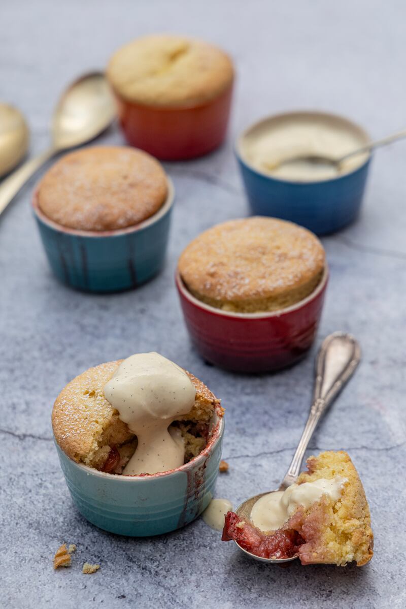 Eve's pudding with strawberries. Photograph: Harry Weir
