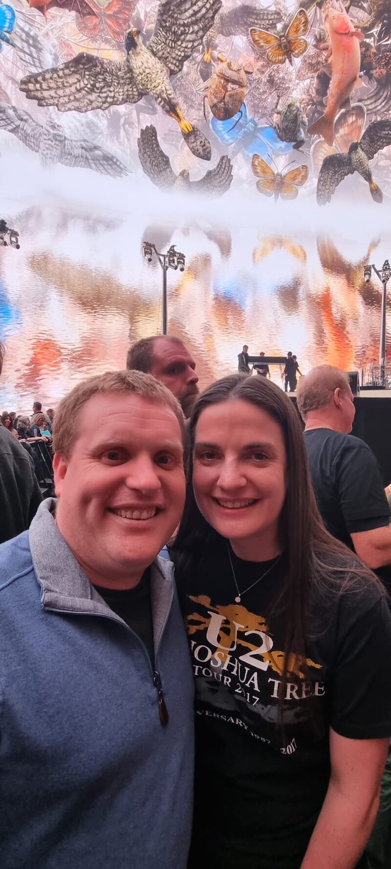 Sarah Kenny and her husband Ruairí Lehman at the Sphere. She said: 'It was unbelievable. Your mouth is open to the ground several times.'