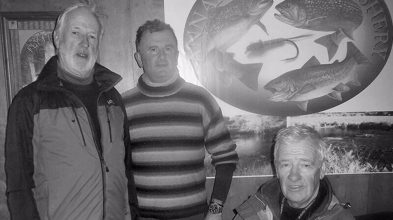 At the charity event at Annamoe Fisheries were, from left, Brian Nally (proprietor); Ronan Meghen (winner) and Stuart McGrane (organiser)