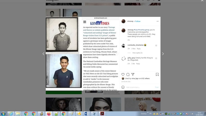 Khmer News publishes before and after photos, showing a smile apparently added by Matt Loughrey