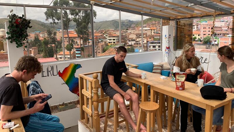 The inside of the Cusco hostel where Gearóid McKendrick is one of 15 stranded travellers