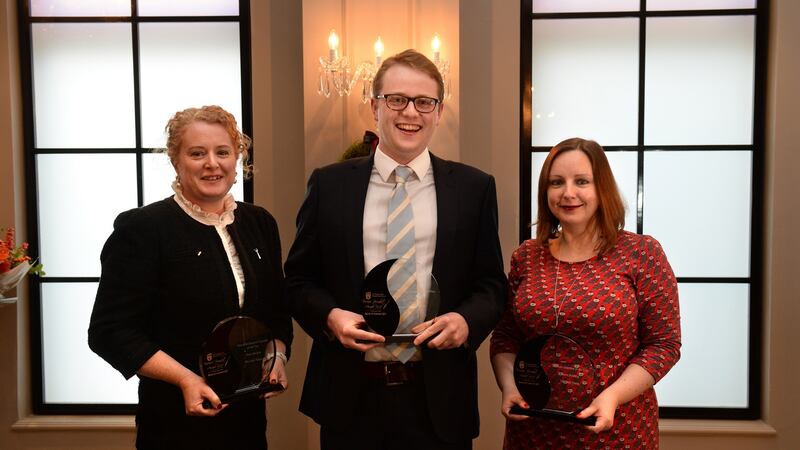 Award-winning “Irish Times” journalists Fiona Reddan, Peter Hamilton and Laura Slattery. Photograph: Dara Mac Dónaill
