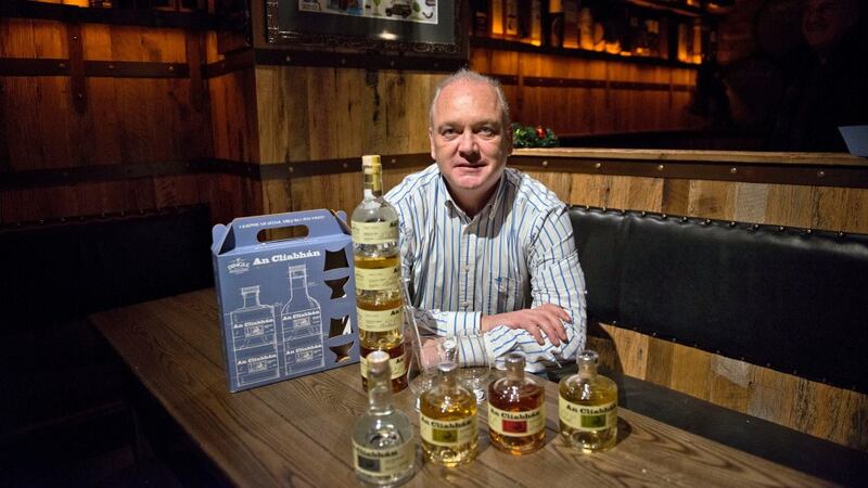 Oliver Hughes, one of the founders of Dingle Distillery, with An Cliabhan in the Dingle Whiskey Bar, Nassau street. Photograph: Brenda Fitzsimons