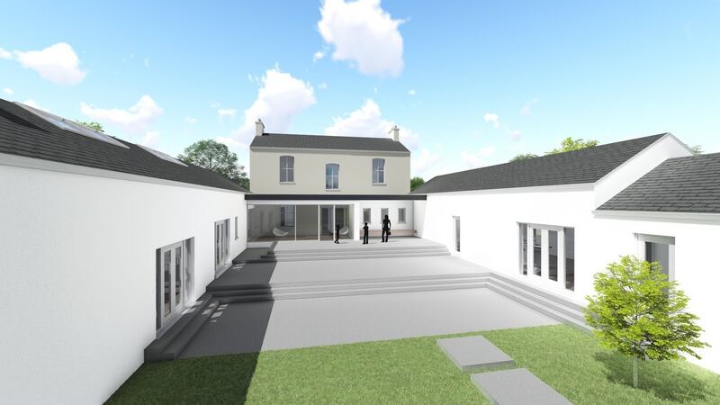 Plans for rear courtyard Astagob House, Porterstown Road, Dublin 15