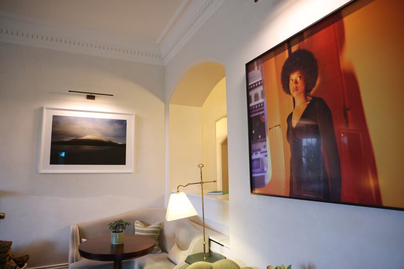 'Glassilaun snow peak' (2014), by Dorothy Cross, and 'Baltimore series (Angela in Orange)' (2003) 