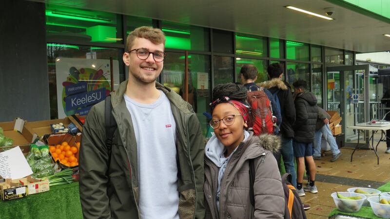 Students Connor Ogdon and Lisa Mahachi plan to vote Labour. Photograph: Jennifer O’Connell