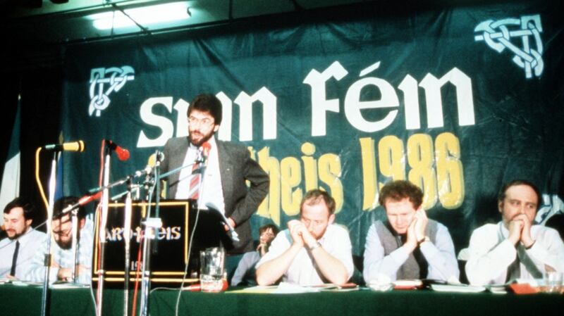 Sinn Féin president Gerry Adams addresses the Sinn Féin Ard Fheis in 1986. Photograph:  Pacemaker Belfast