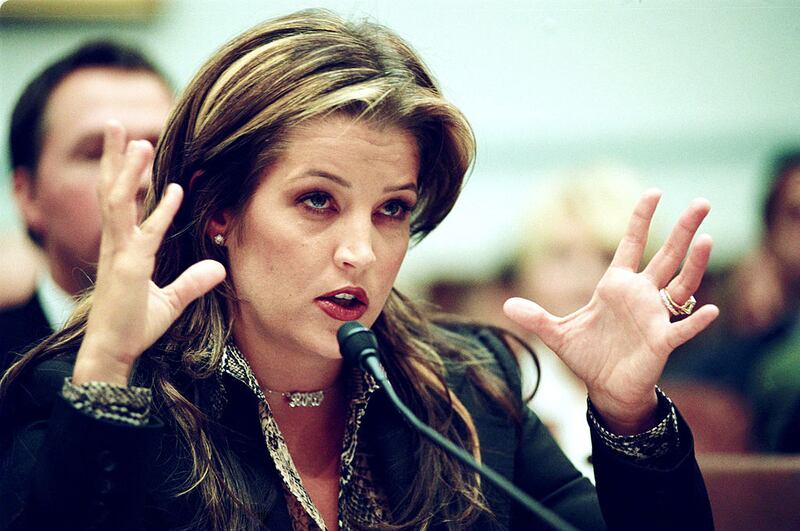Lisa Marie Presley, then a Scientologist, testifies against over medicating children who have been diagnosed with ADHD in Washington, 2002. Photograph: Greg Whitesell/Getty Images