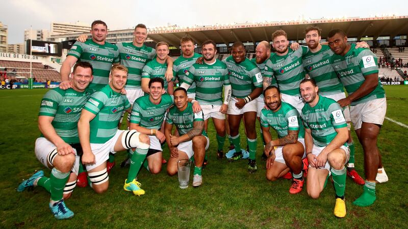 Newcastle Falcons after their famous win away to Toulon. Photograph: James Crombie/Inpho