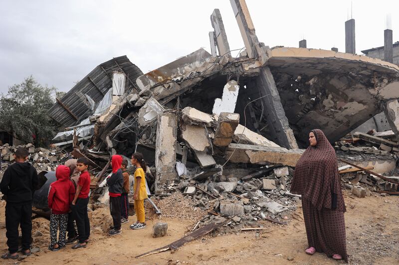 Palestinians inspect the destruction following overnight Israeli strikes on Rafah in the southern Gaza Strip on May 6th, 2024, amid the ongoing conflict between Israel and the Palestinian Hamas movement. Photograph: Getty Images/AFP