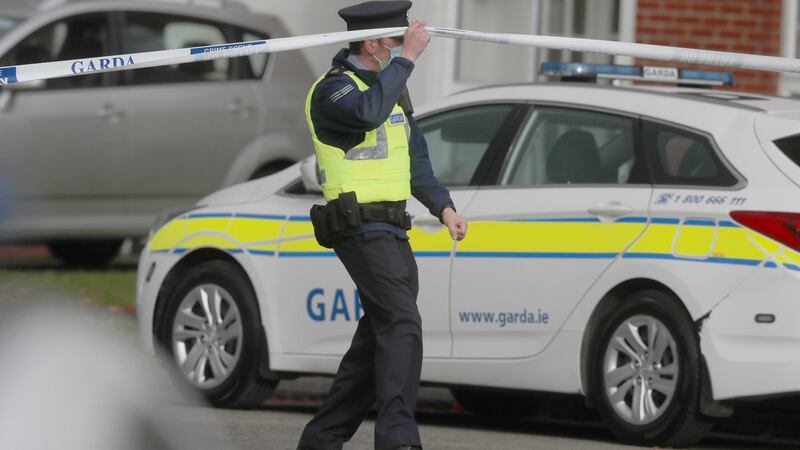 The scene in the Llewellyn estate in Ballinteer, south Dublin, has been sealed off. Photograph: Brian Lawless/PA Wire