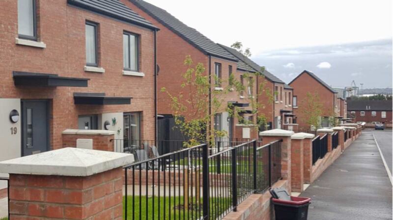 An area of previously derelict land in Hogarth Street in Tigers Bay, re-purposed for social housing.